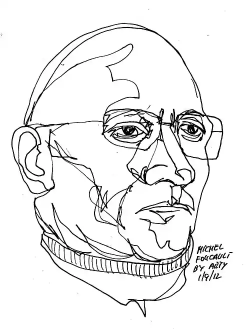 Schwarz-Weiß-Zeichnung Michel Foucault for PIFAL Pen on Fabrian